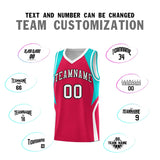 Custom Red Aqua and White Color Block Sports Uniform Basketball Jersey