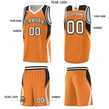 Custom Gold Orange Black and White Color Block Sports Uniform Basketball Jersey