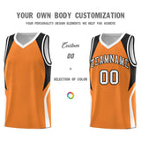 Custom Gold Orange Black and White Color Block Sports Uniform Basketball Jersey