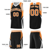 Custom Black Gold Orange and White Color Block Sports Uniform Basketball Jersey