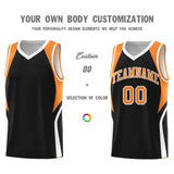Custom Black Gold Orange and White Color Block Sports Uniform Basketball Jersey