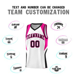 Custom White Pink and Black Color Block Sports Uniform Basketball Jersey