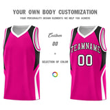 Custom Pink Black and White Color Block Sports Uniform Basketball Jersey