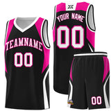 Custom Black Pink and White Color Block Sports Uniform Basketball Jersey