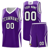 Custom Purple Light Purple and White Color Block Sports Uniform Basketball Jersey
