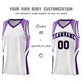 Custom White Light Purple and Purple Color Block Sports Uniform Basketball Jersey
