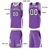 Custom Light Purple Purple and White Color Block Sports Uniform Basketball Jersey