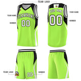 Custom Fluorescent Green Black and White Color Block Sports Uniform Basketball Jersey
