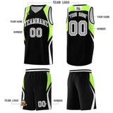 Custom Black Fluorescent Green and White Color Block Sports Uniform Basketball Jersey