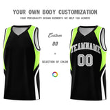 Custom Black Fluorescent Green and White Color Block Sports Uniform Basketball Jersey