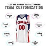 Custom White Navy and Red Color Block Sports Uniform Basketball Jersey