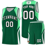 Custom Kelly Green Green and White Color Block Sports Uniform Basketball Jersey