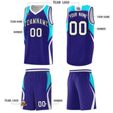Custom Royal Sky Blue and White Color Block Sports Uniform Basketball Jersey