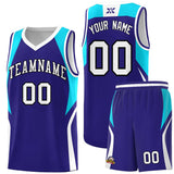 Custom Royal Sky Blue and White Color Block Sports Uniform Basketball Jersey