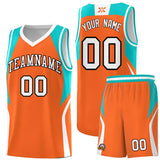 Custom Orange Aqua and White Color Block Sports Uniform Basketball Jersey