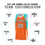 Custom Orange Aqua and White Color Block Sports Uniform Basketball Jersey