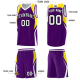 Custom Purple Gold and White Color Block Sports Uniform Basketball Jersey