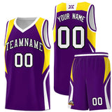 Custom Purple Gold and White Color Block Sports Uniform Basketball Jersey
