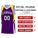 Custom Purple Gold and White Color Block Sports Uniform Basketball Jersey