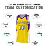 Custom Gold Purple and White Color Block Sports Uniform Basketball Jersey