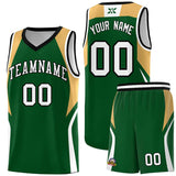 Custom Green Buckskin Brown and White Color Block Sports Uniform Basketball Jersey