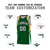 Custom Green Buckskin Brown and White Color Block Sports Uniform Basketball Jersey