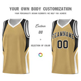 Custom Old Gold Black and White Color Block Sports Uniform Basketball Jersey