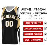 Custom Black Old Gold and White Color Block Sports Uniform Basketball Jersey