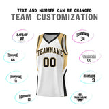 Custom White Old Gold and Black Color Block Sports Uniform Basketball Jersey