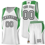Custom White Green and Gray Color Block Sports Uniform Basketball Jersey
