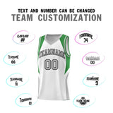 Custom White Green and Gray Color Block Sports Uniform Basketball Jersey