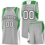Custom Gray Green and White Color Block Sports Uniform Basketball Jersey