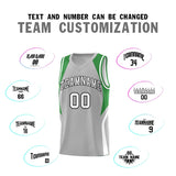 Custom Gray Green and White Color Block Sports Uniform Basketball Jersey