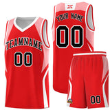 Custom Red Light Pink and White Color Block Sports Uniform Basketball Jersey