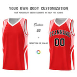 Custom Red Light Pink and White Color Block Sports Uniform Basketball Jersey