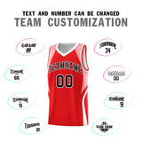 Custom Red Light Pink and White Color Block Sports Uniform Basketball Jersey