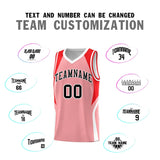 Custom Light Pink Red and White Color Block Sports Uniform Basketball Jersey