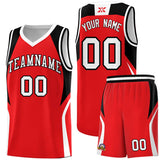 Custom Red Black and White Color Block Sports Uniform Basketball Jersey