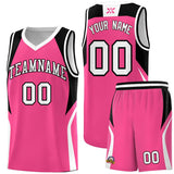 Custom Pink Black and White Color Block Sports Uniform Basketball Jersey