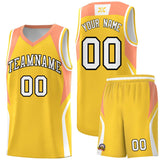 Custom Gold Orange and White Color Block Sports Uniform Basketball Jersey
