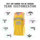 Custom Gold Orange and White Color Block Sports Uniform Basketball Jersey