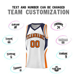 Custom White Navy and Orange Color Block Sports Uniform Basketball Jersey