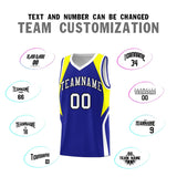 Custom Royal Yellow and White Color Block Sports Uniform Basketball Jersey