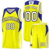 Custom Gold Royal and White Color Block Sports Uniform Basketball Jersey