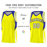 Custom Gold Royal and White Color Block Sports Uniform Basketball Jersey