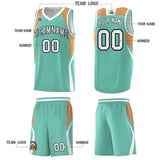 Custom Blue Buckskin Brown and White Color Block Sports Uniform Basketball Jersey