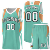 Custom Blue Buckskin Brown and White Color Block Sports Uniform Basketball Jersey