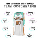 Custom White Blue and Buckskin Brown Color Block Sports Uniform Basketball Jersey