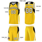 Custom Gold Black and White Color Block Sports Uniform Basketball Jersey