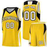 Custom Gold Black and White Color Block Sports Uniform Basketball Jersey